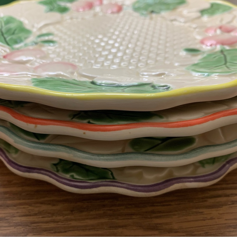 Vintage fruit/ veggie side plates set of four